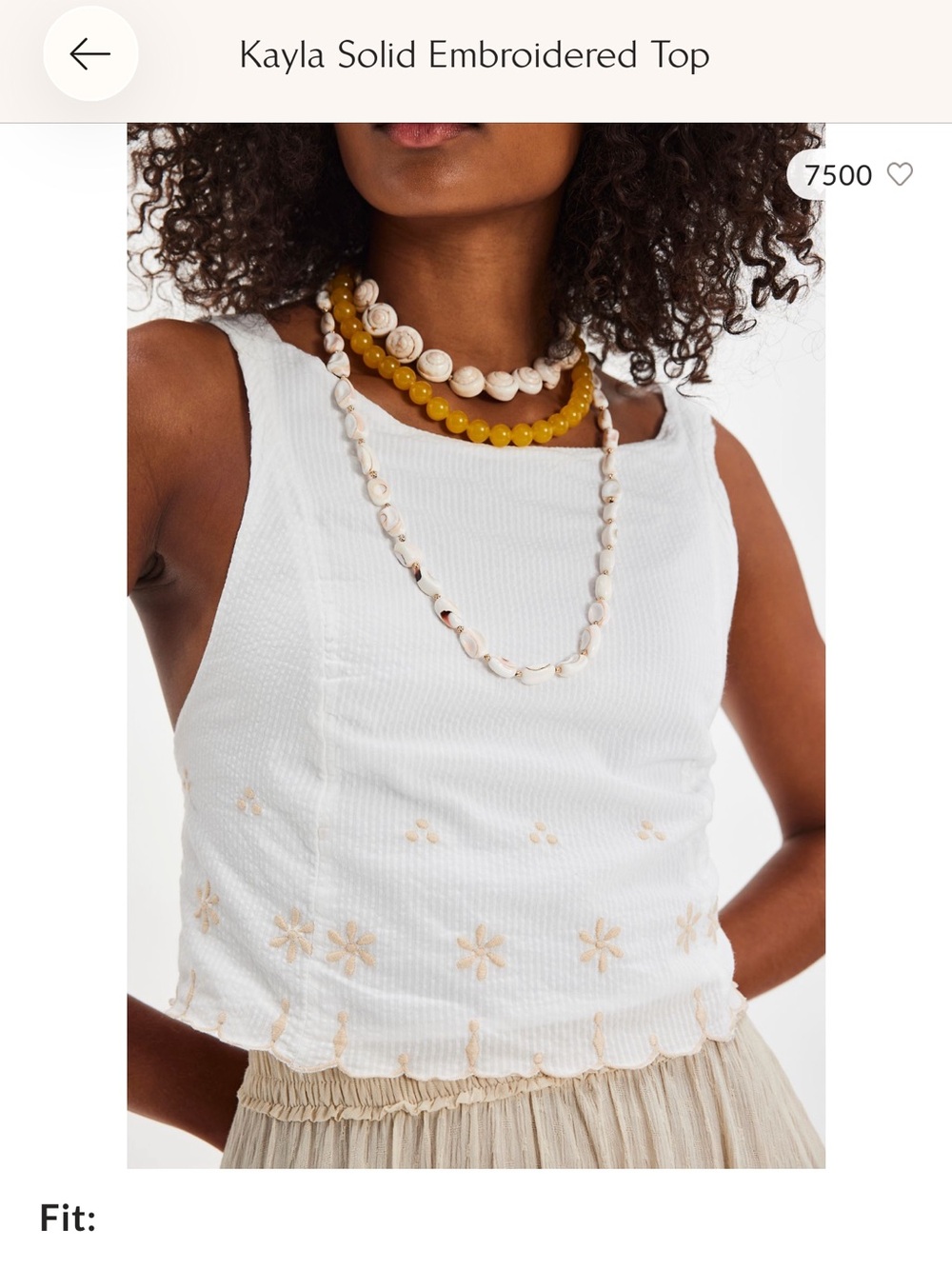 Free People White Embroidered Kayla Top